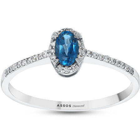 0.10 Karat London Blue Topaz Taşlı Pırlanta Yüzük