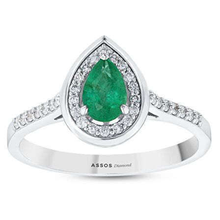 0.18 Karat Zümrüt Taşlı Pırlanta Yüzük