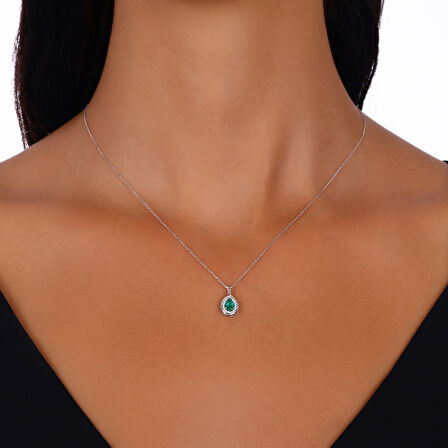 Pırlanta Zümrüt Taşlı Kolye