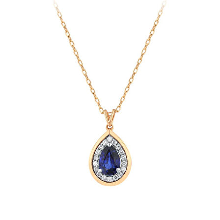 0.10 Karat Safir Taşlı Pırlanta Kolye