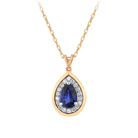 0.10 Karat Safir Taşlı Pırlanta Kolye