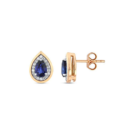 0.20 Karat Safir Taşlı Pırlanta Küpe