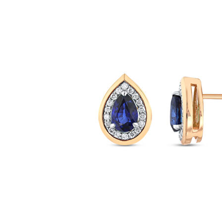 0.20 Karat Safir Taşlı Pırlanta Küpe