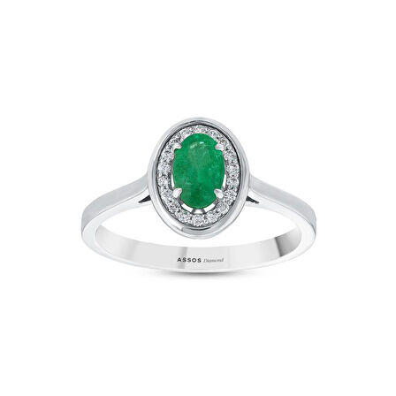 0.10 Karat Zümrüt Taşlı Pırlanta Yüzük