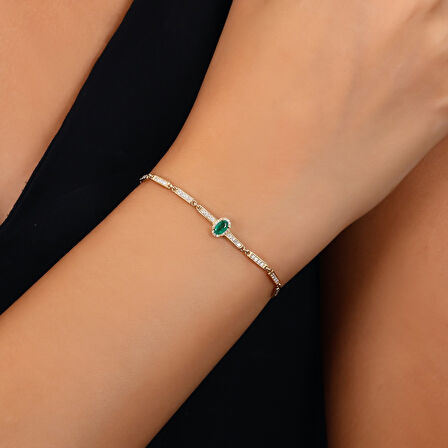 0.30 Karat Zümrüt Taşlı Pırlanta Bileklik