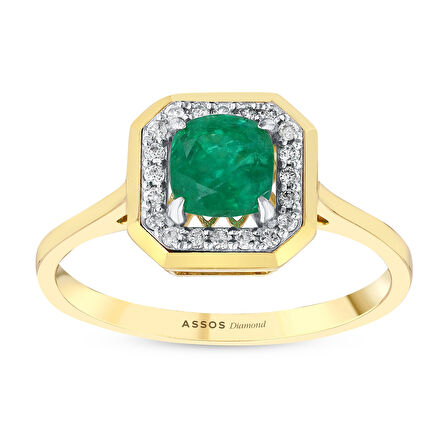 0.19 Karat Zümrüt Taşlı Pırlanta Yüzük