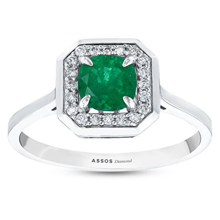 0.18 Karat Zümrüt Taşlı Pırlanta Yüzük