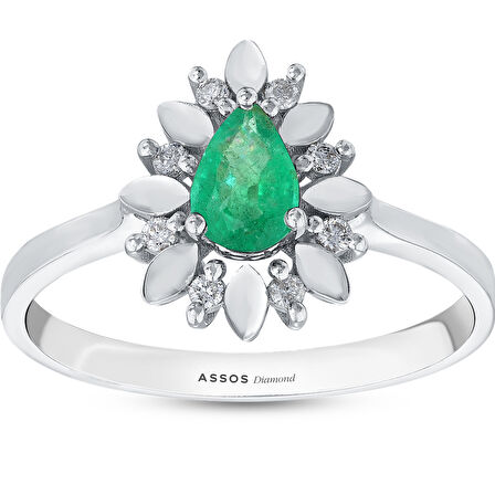 0.06 Karat Zümrüt Taşlı Pırlanta Yüzük