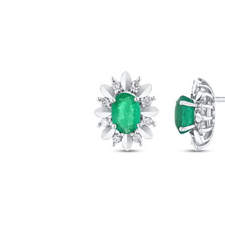 0.14 Karat Zümrüt Taşlı Pırlanta Küpe