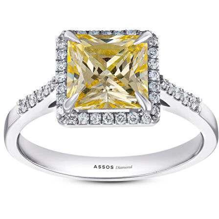 0.17 Karat Pırlanta Sarı Violet Taşlı Yüzük