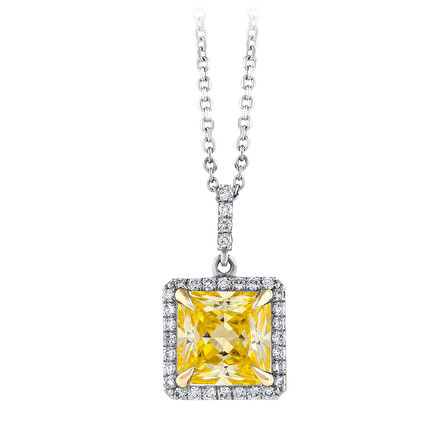 Sarı Topaz Taşlı Pırlanta Kolye