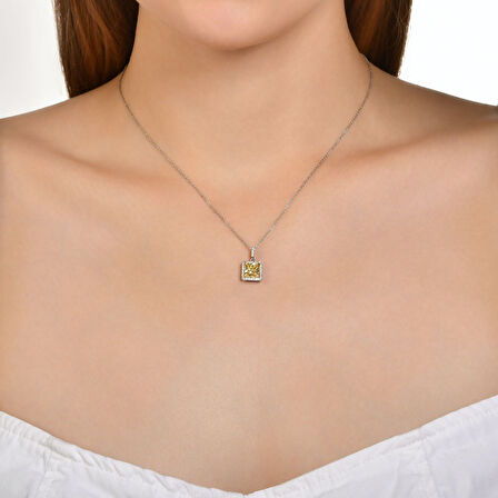 Sarı Topaz Taşlı Pırlanta Kolye