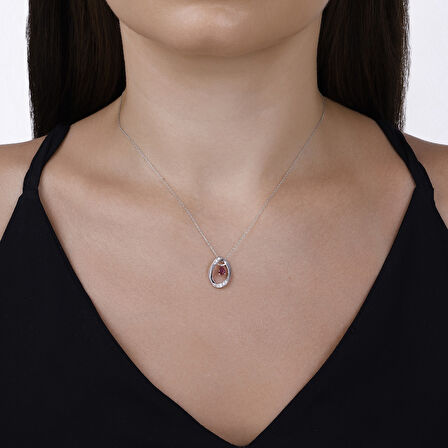 0.08 Karat Pırlanta Yakut Taşlı Kolye