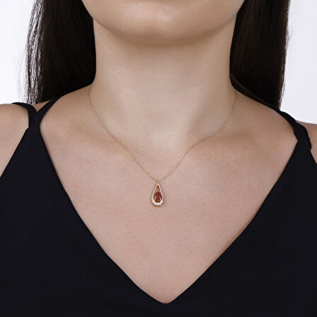 0.05 Karat Pırlanta Yakut Taşlı Fantezi Kolye