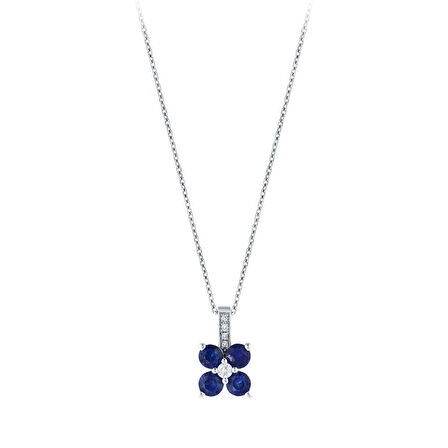 0.04 Karat Safir Taşlı Pırlanta Kolye