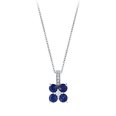 0.04 Karat Safir Taşlı Pırlanta Kolye