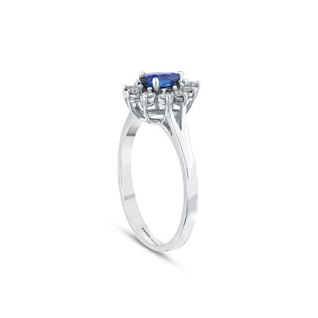 0.12 Karat Safir Taşlı Pırlanta Yüzük
