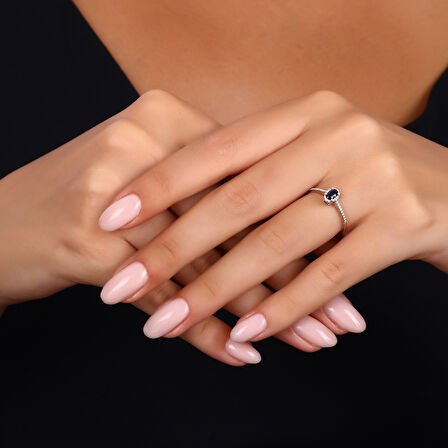 0.10 Karat Safir Taşlı Pırlanta Yüzük
