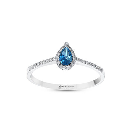 0.08 Karat London Blue Topaz Taşlı Pırlanta Yüzük