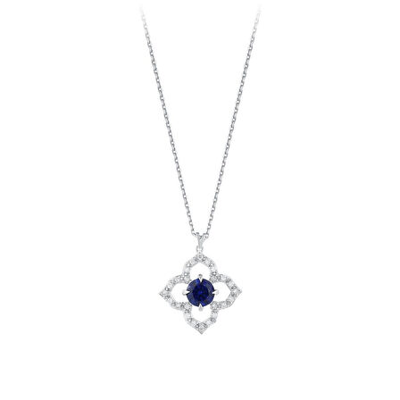 0.10 Karat Safir Taşlı Pırlanta Kolye