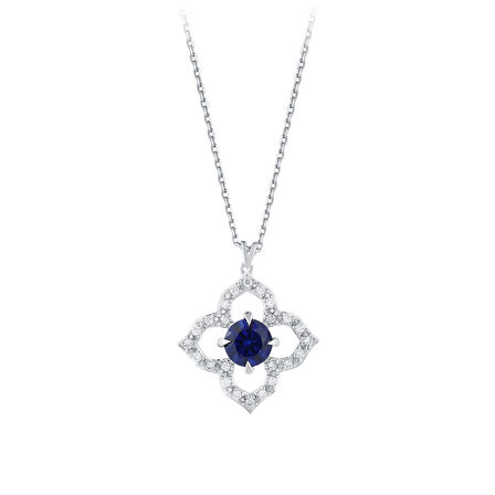 0.10 Karat Safir Taşlı Pırlanta Kolye