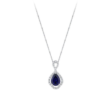 0.10 Karat Safir Taşlı Pırlanta Kolye