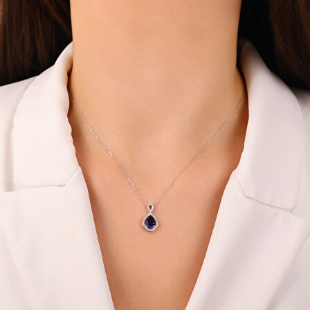 0.10 Karat Safir Taşlı Pırlanta Kolye