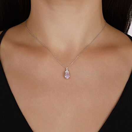 0.12 Karat Violet Taşlı Pırlanta Kolye