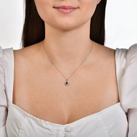 0.10 Karat Safir Taşlı Pırlanta Kolye