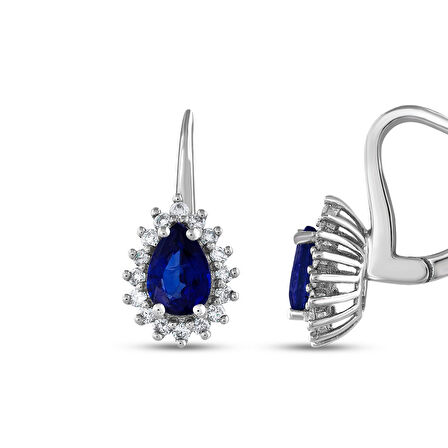 0.29 Karat Safir Taşlı Pırlanta Küpe