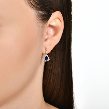 0.29 Karat Safir Taşlı Pırlanta Küpe