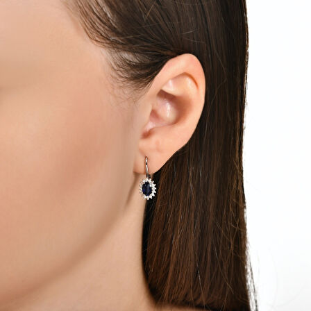 0.23 Karat Safir Taşlı Pırlanta Küpe