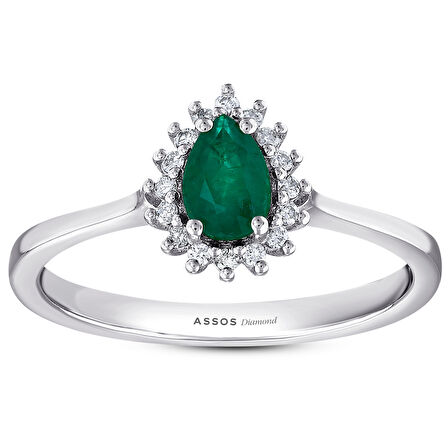 0.12 Karat Zümrüt Taşlı Pırlanta Yüzük