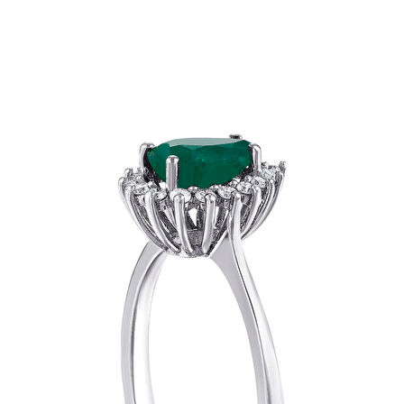 0.12 Karat Zümrüt Taşlı Pırlanta Yüzük