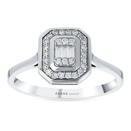 0.15 Karat Pırlanta Baget Taşlı Yüzük