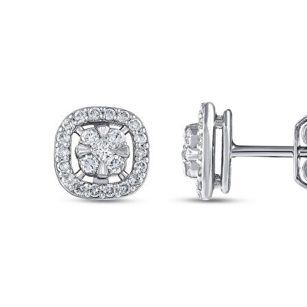 0.33 Karat Prenses Kesim Pırlanta Küpe