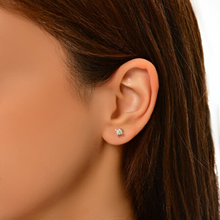 0.20 Karat Pırlanta Tektaş Küpe