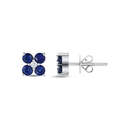 0.05 Karat Safir Taşlı Pırlanta Küpe