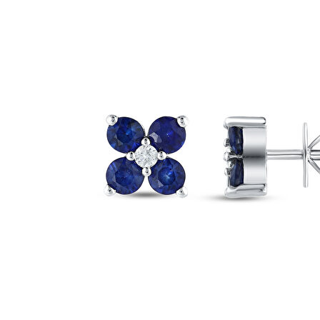 0.05 Karat Safir Taşlı Pırlanta Küpe