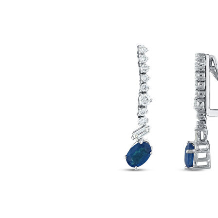0.49 Karat Safir Taşlı Pırlanta Küpe