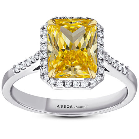 0.20 Karat Pırlanta Sarı Violet Taşlı Yüzük