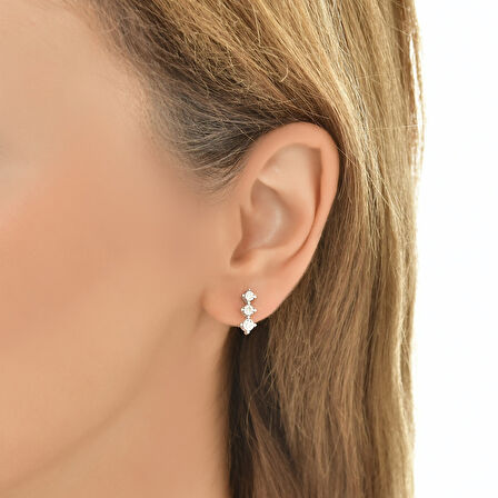 0.06 Karat Pırlanta Tria Küpe