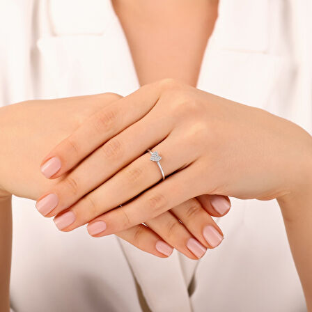 0.10 Karat Pırlanta Kalp Yüzük