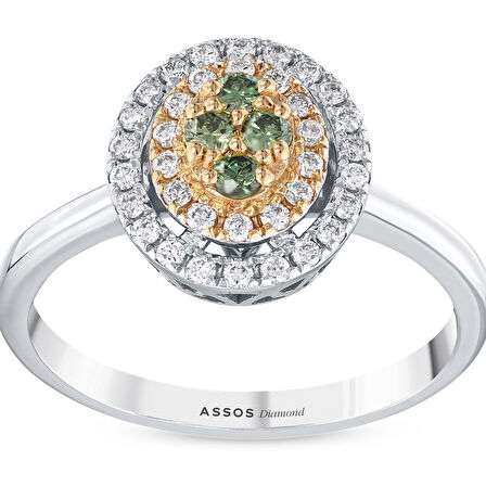 0.39 Karat Pırlanta Renkli Taşlı Yüzük