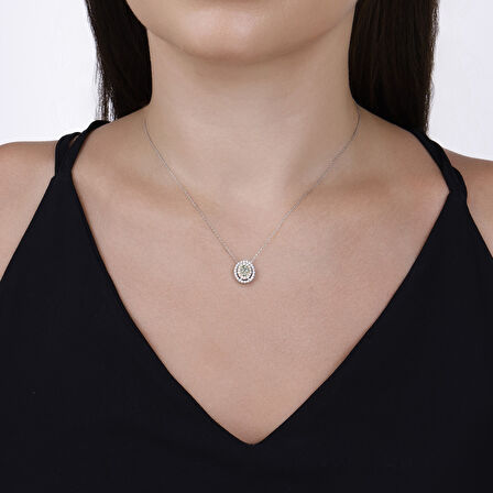 0.39 Karat Pırlanta Renkli Taşlı Kolye