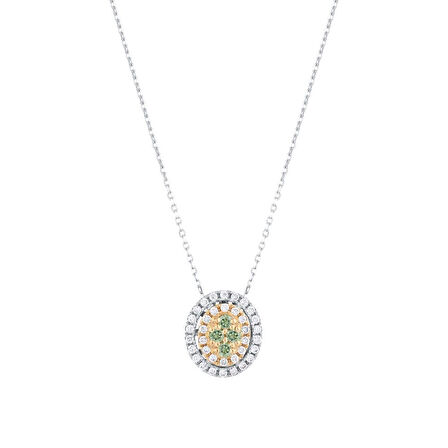 0.39 Karat Pırlanta Renkli Taşlı Kolye