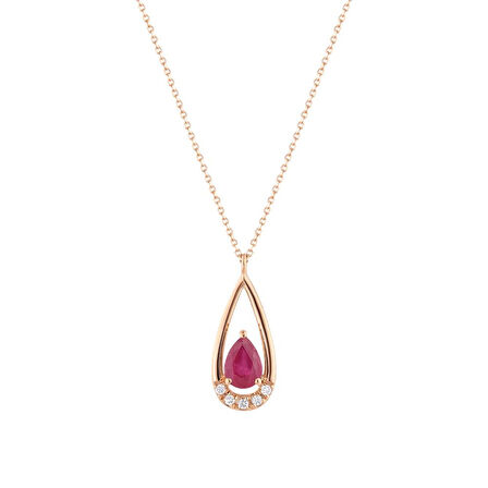 0.05 Karat Pırlanta Yakut Taşlı Fantezi Kolye