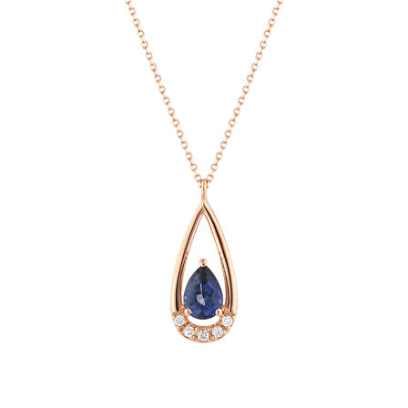 0.05 Karat Pırlanta Safir Taşlı Fantezi Kolye