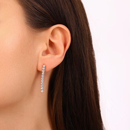 0.66 Karat Pırlanta Su Yolu Küpe