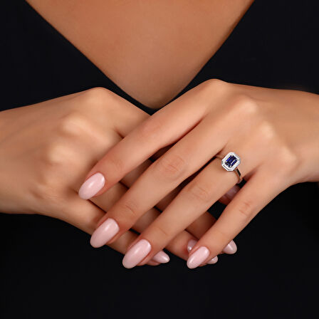 0.10 Karat Safir Taşlı Pırlanta Yüzük